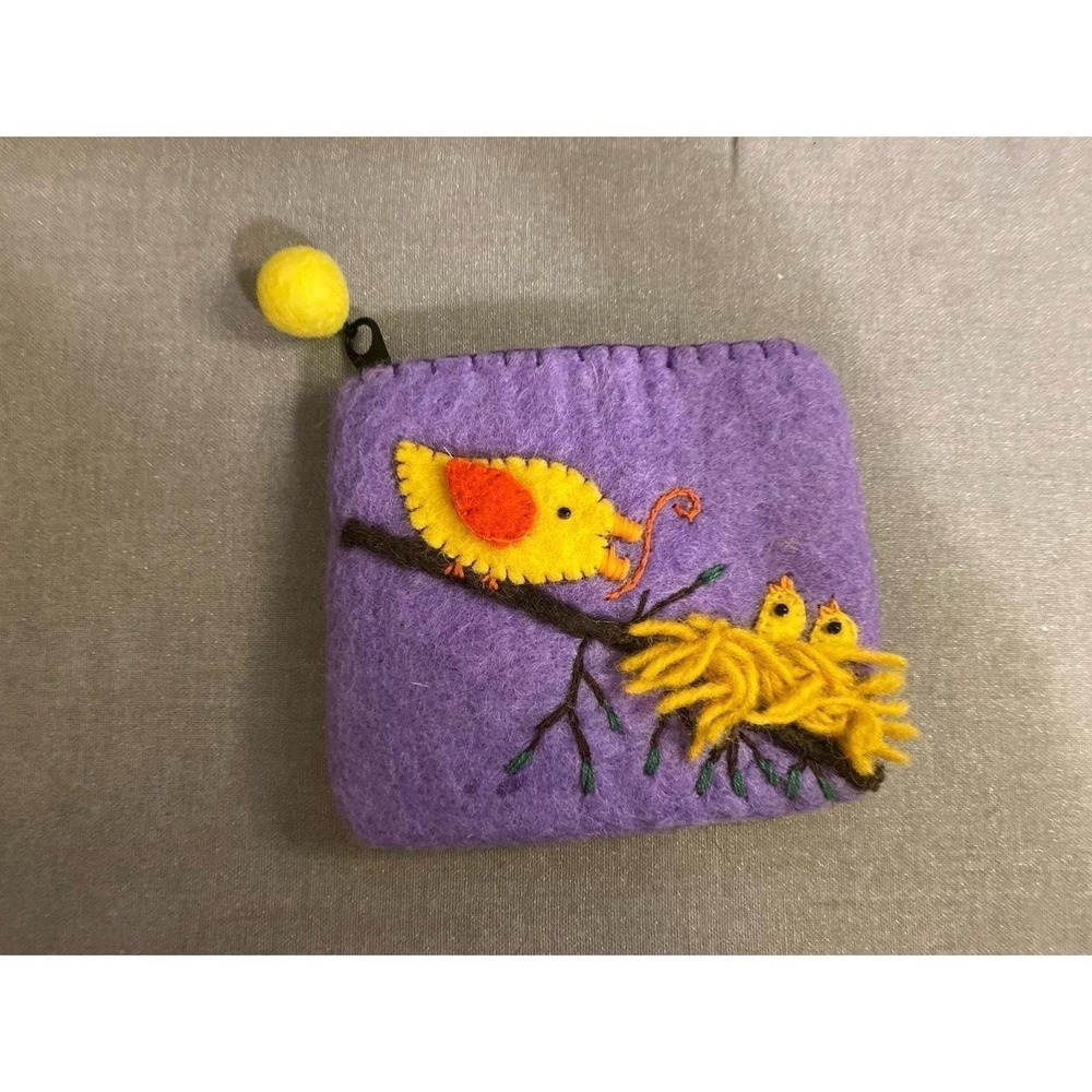 Bird Pouch Wallet Purse Wool Nepal Chick sku1